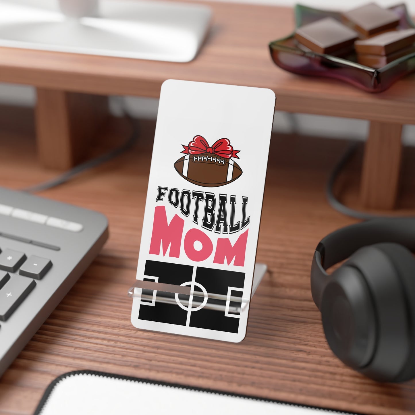 Football Mom Smartphone Display Stand, Tech Accessory for Football Lovers, Gift for Sports Moms, Desk Organizer, Football Decor