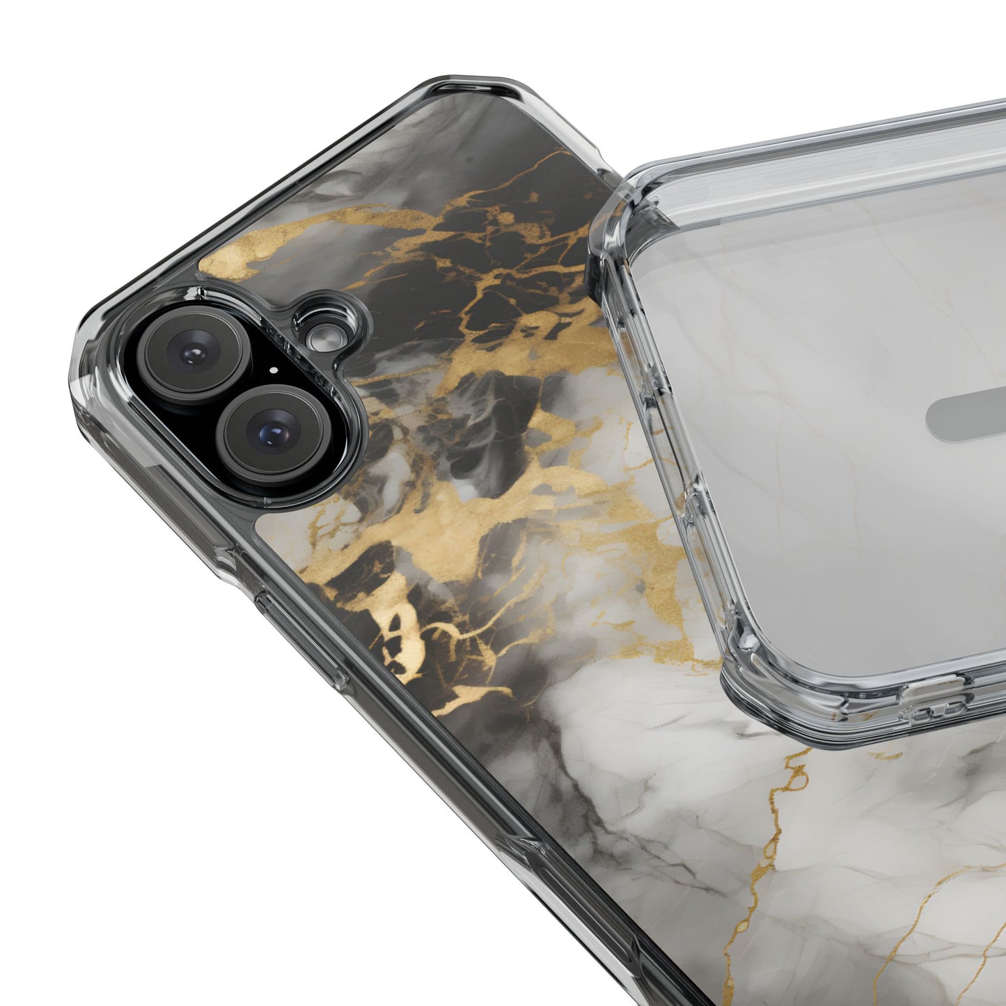 Marble Iphone 16 Magnetic Clear Impact Cases