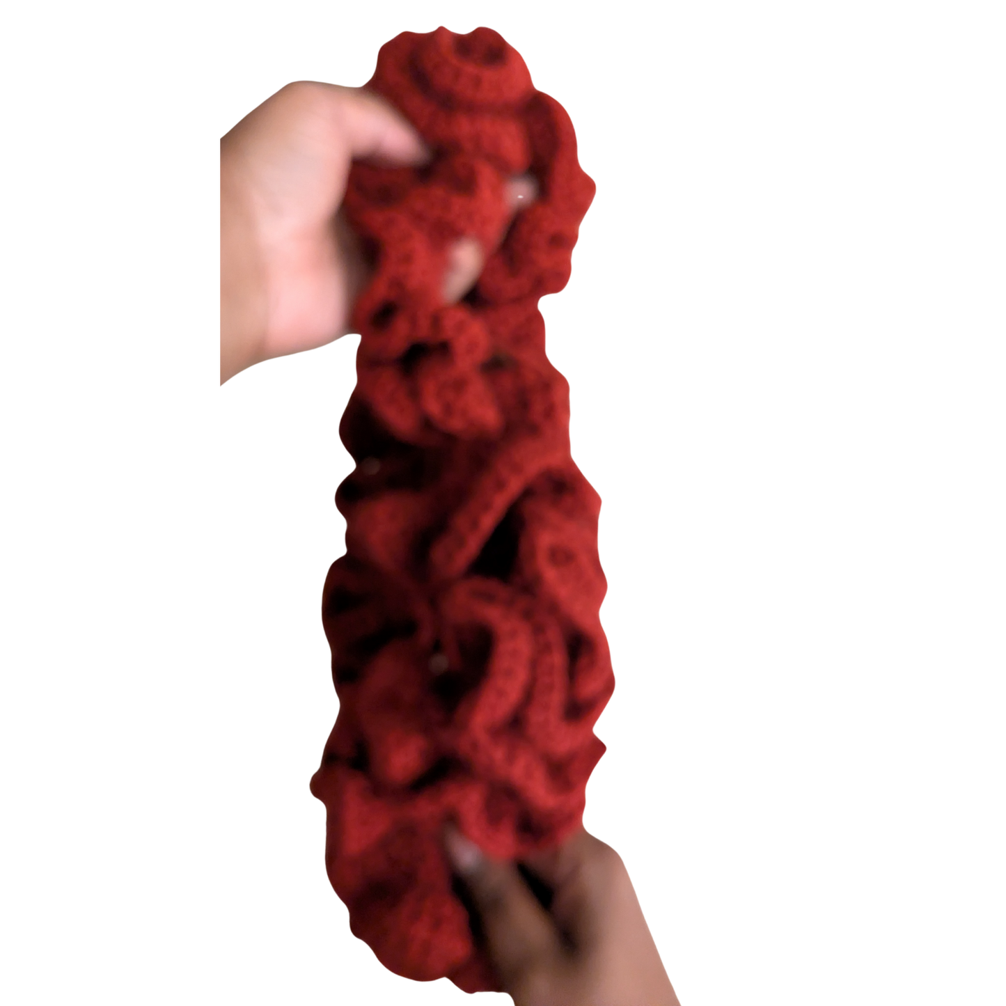 Crochet Ruffle Headband-Big Bold Red