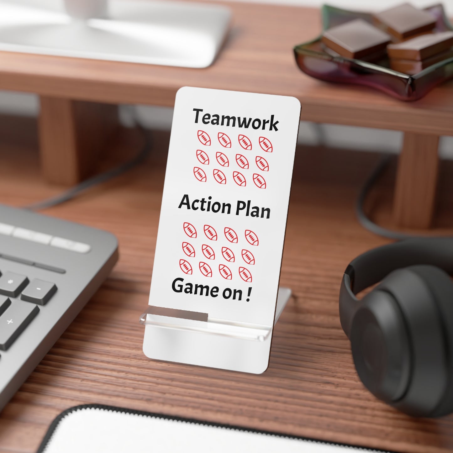 Phone Stand for Smartphones - Footballs, Desk Organizer, Phone Holder, Gift for Teamwork, Office Decor, Home Workspace