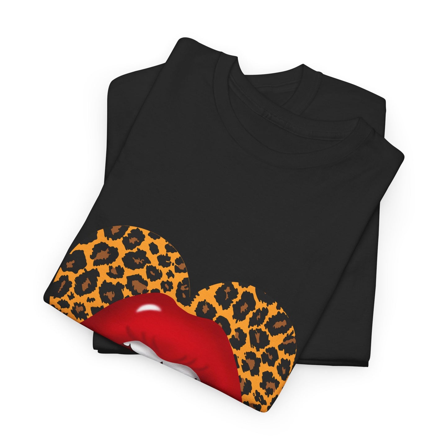 Leopard Heart Kiss Tee - Stylish Graphic T-Shirt for Trendy Fashion Lovers, Casual Wear, Gifts, Valentine's Day