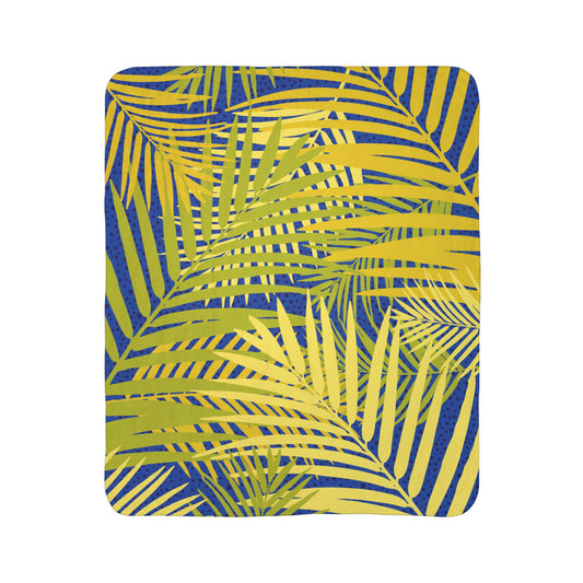 Tropical Fleece Sherpa Blanket - Cozy Living Room Decor, Beach-Inspired Gift, Summer Vibes, Relaxation Essential, Indoor/Outdoor Use