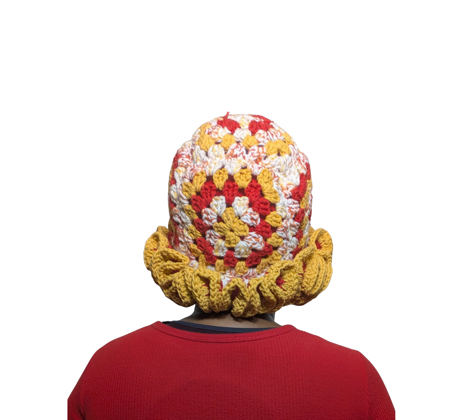 Spring/Summer Crochet Granny Square Bucket Hat with Ruffles