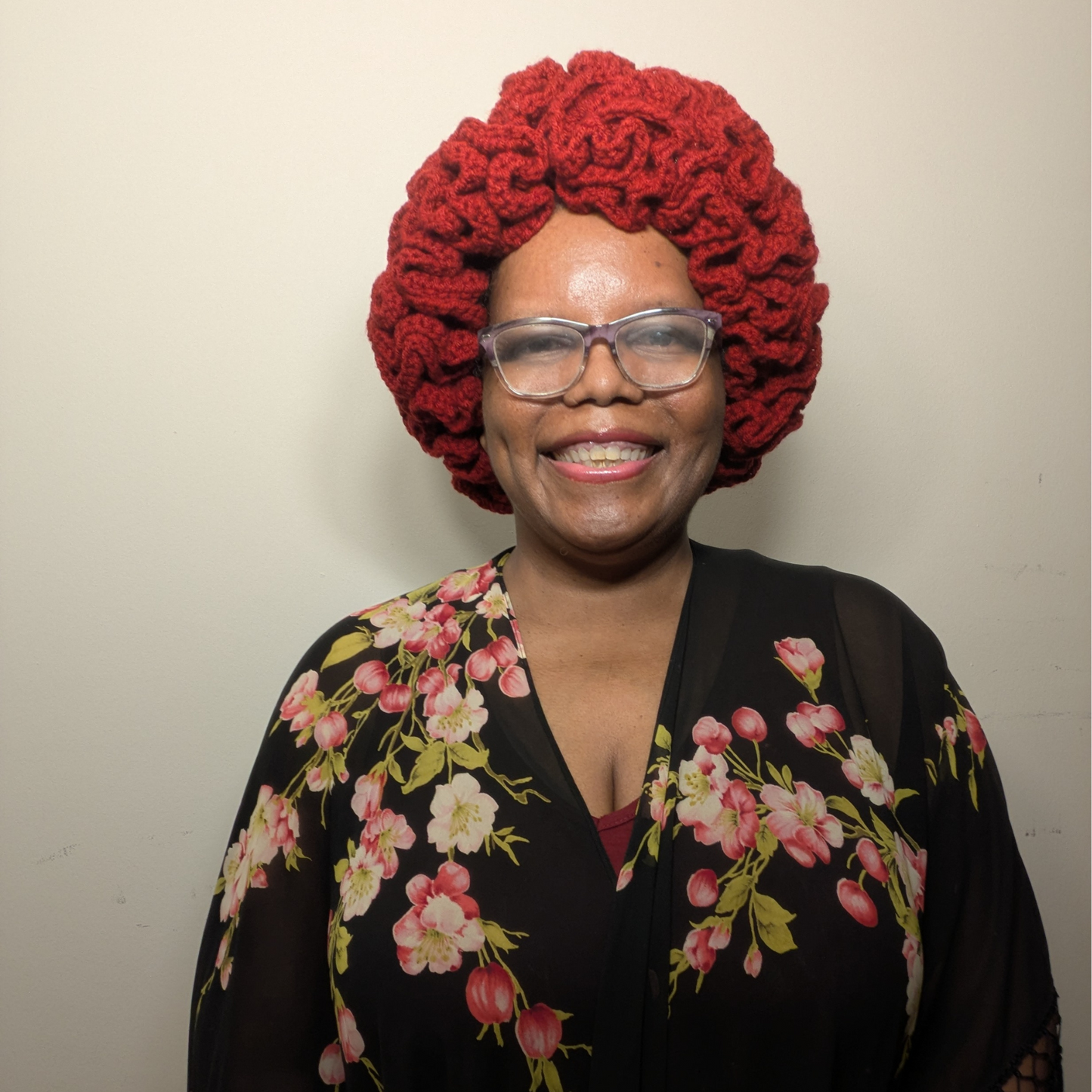 Crochet Ruffle Headband-Big Bold Red