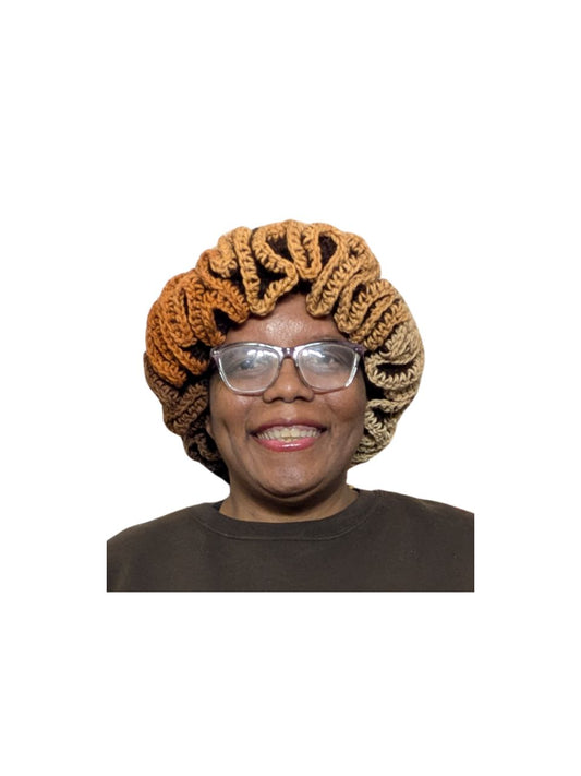 Crochet Granny Square Bucket Hat with Ruffles