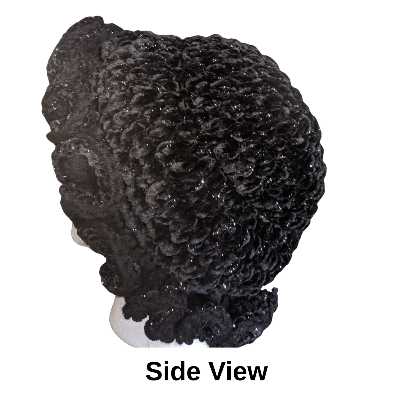 Crochet Velvety Glam Winter Hat with Ruffles