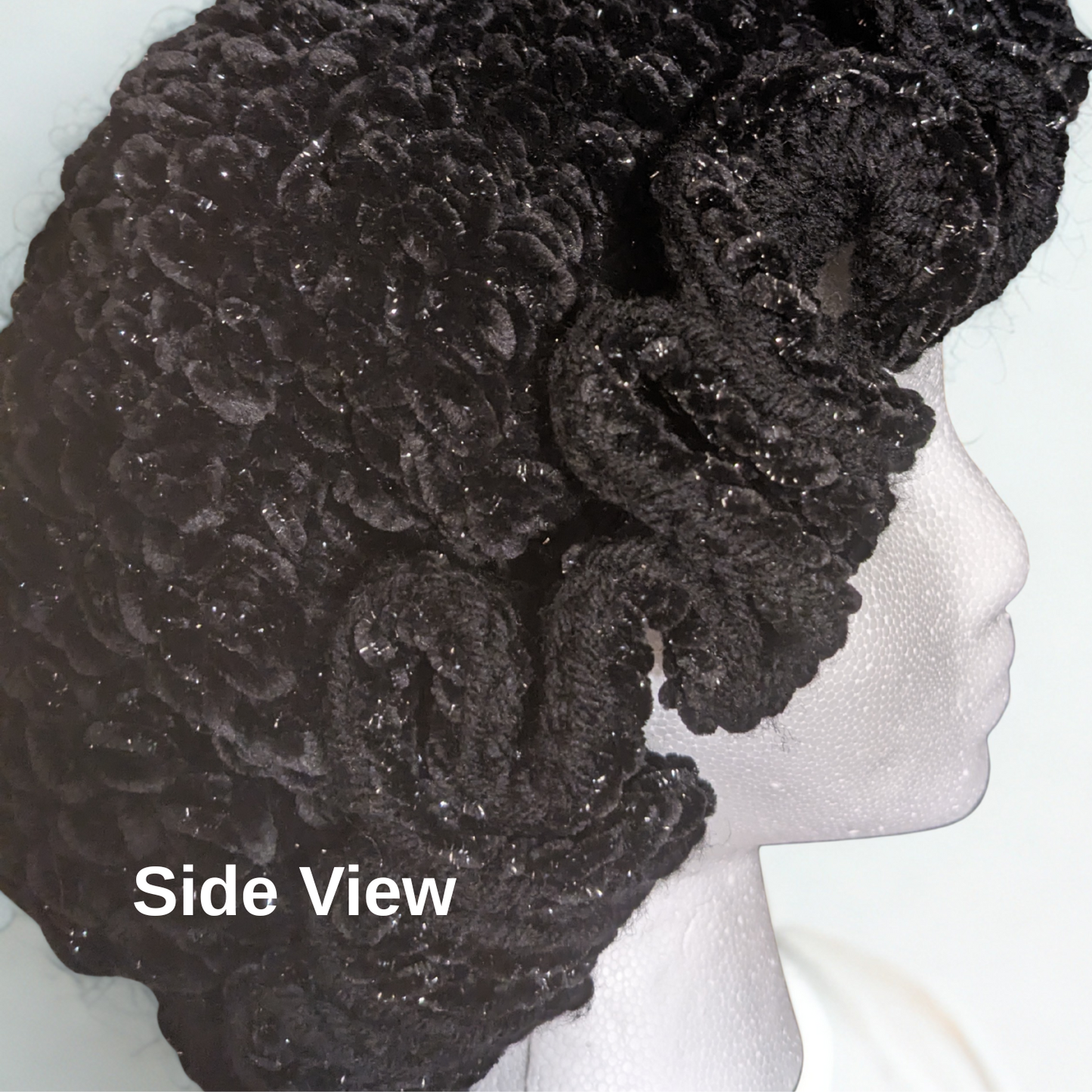 Crochet Velvety Glam Winter Hat with Ruffles