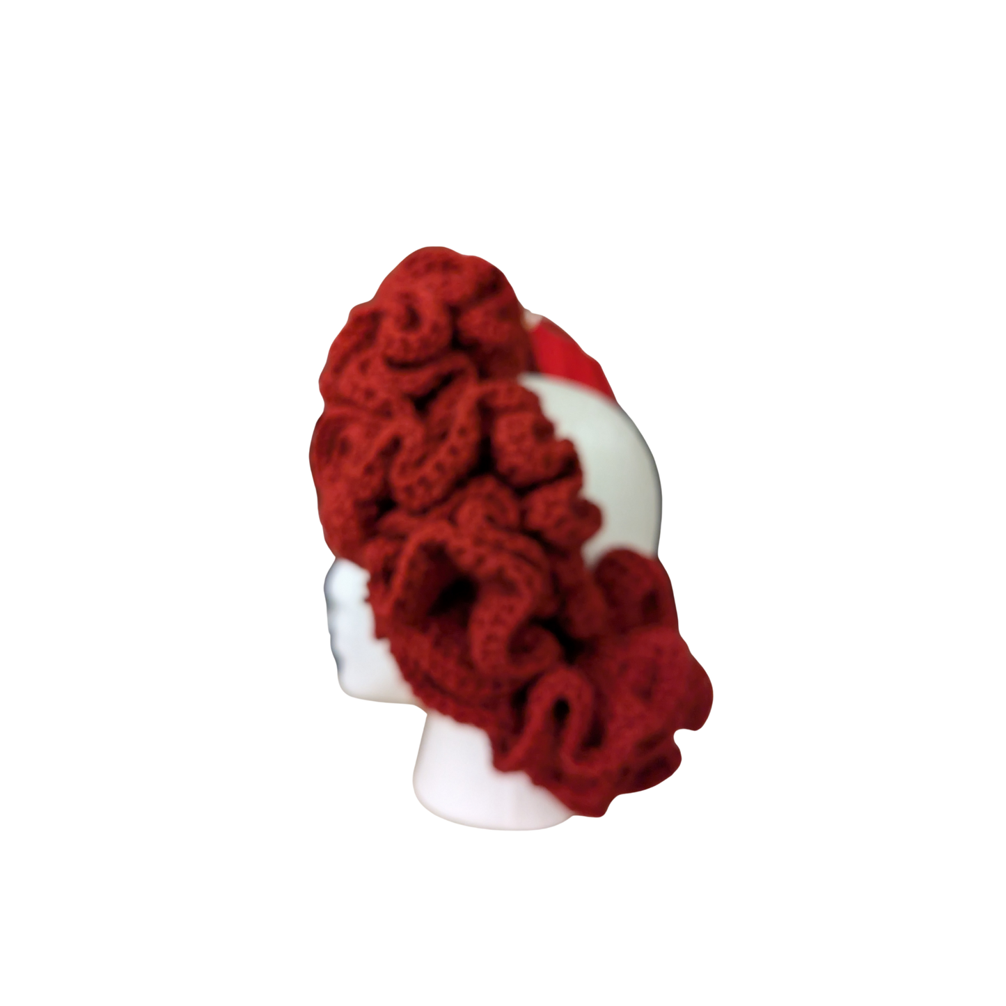 Crochet Ruffle Headband-Big Bold Red
