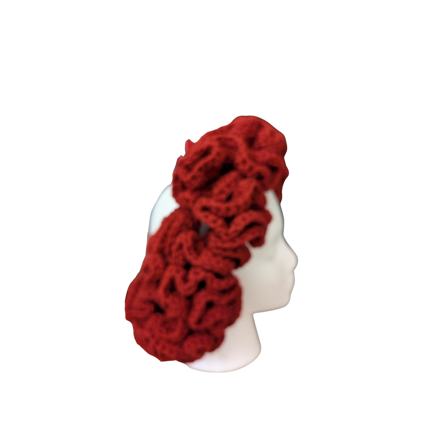 Crochet Ruffle Headband-Big Bold Red