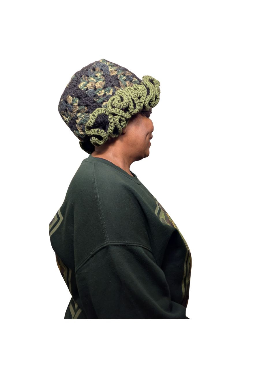 Crochet Granny Square Bucket Hat with Ruffles