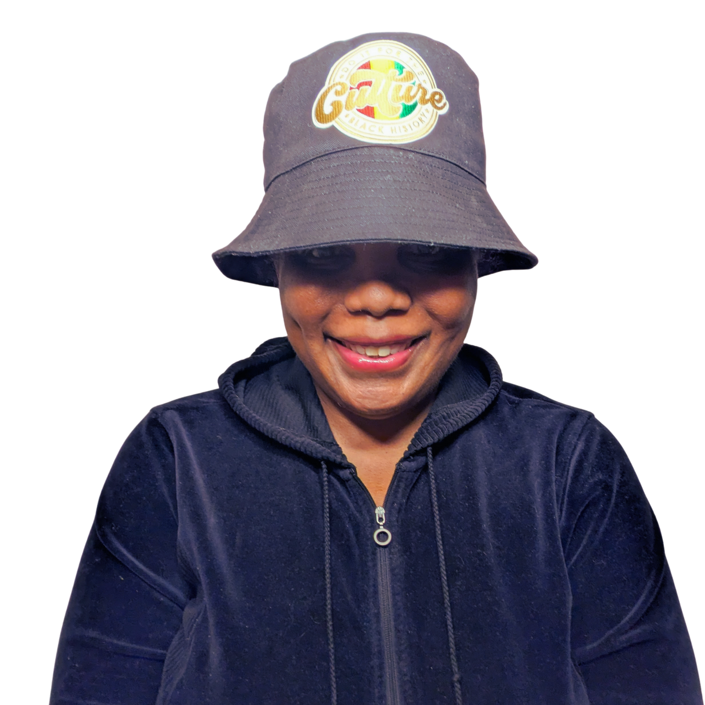 Cotton Bucket Hat - Black with Embroidered Patch - Do It For The Culture - Black History