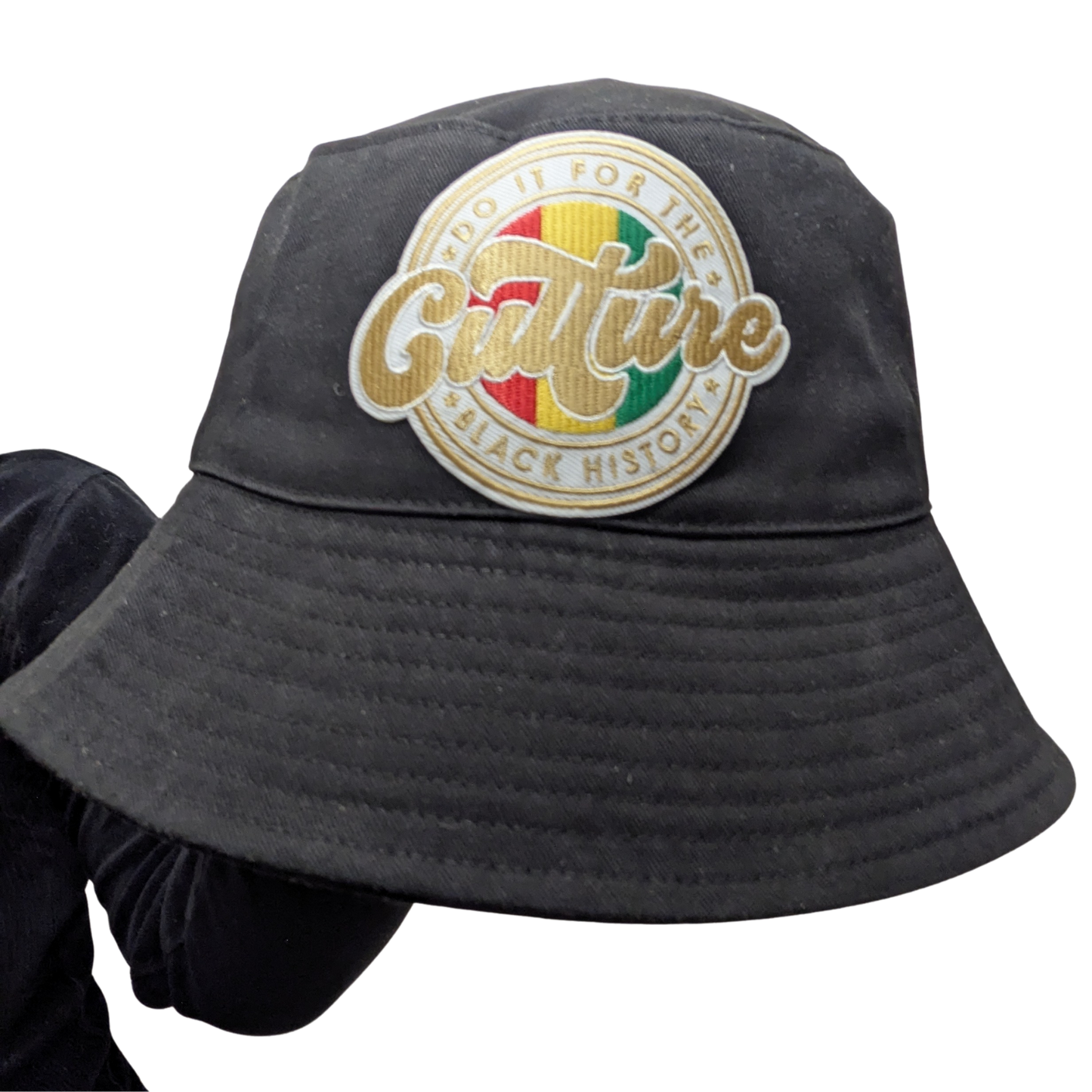 Cotton Bucket Hat - Black with Embroidered Patch - Do It For The Culture - Black History