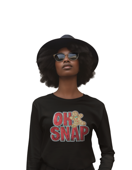 Christmas Long Sleeve T Shirt -  Oh Snap Ginger Bread Cookie