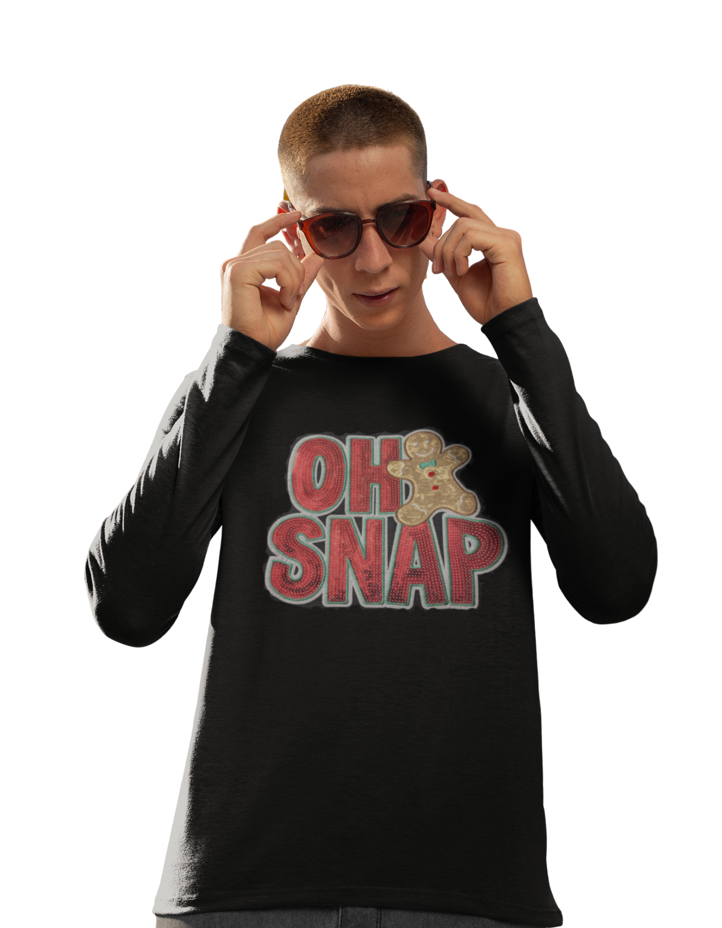 Christmas Long Sleeve T Shirt -  Oh Snap Ginger Bread Cookie