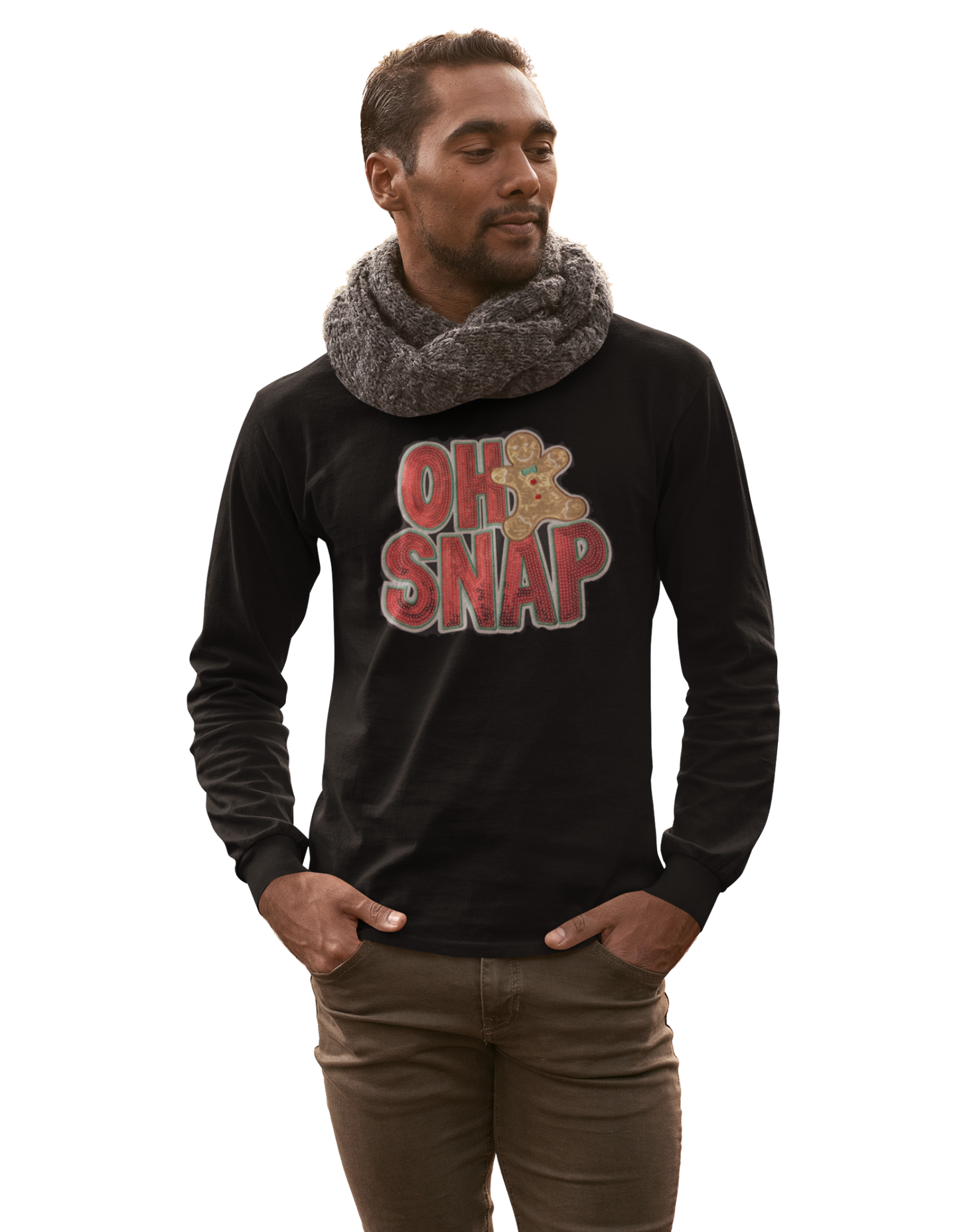 Christmas Long Sleeve T Shirt -  Oh Snap Ginger Bread Cookie