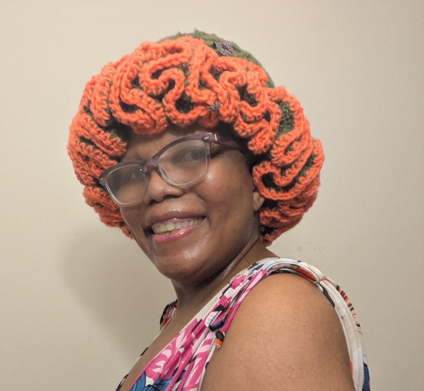 Spring/Summer Crochet Granny Square Bucket Hat with Ruffles and Satin Lining