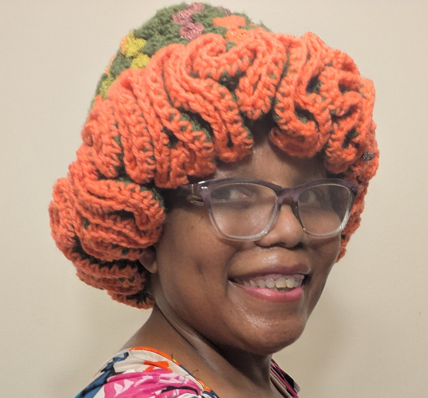 Spring/Summer Crochet Granny Square Bucket Hat with Ruffles and Satin Lining